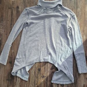 Free People We The Free Gray Ribbed Turtleneck Tunic Size S Split Back High-Low